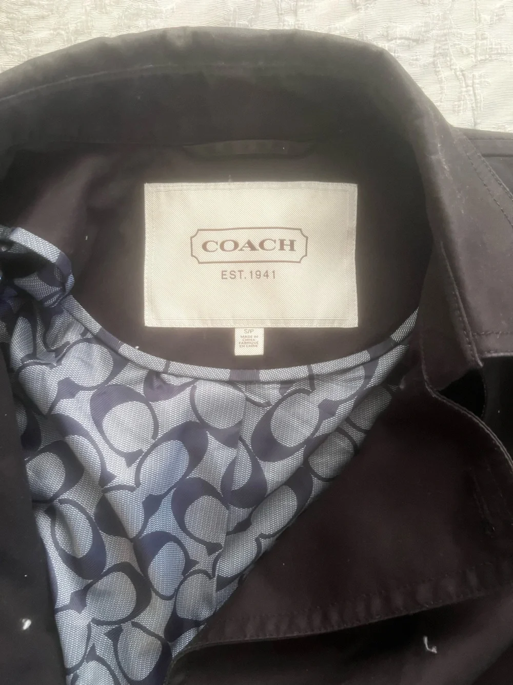 Coach Black Double-Breasted Trench Coat with Belt